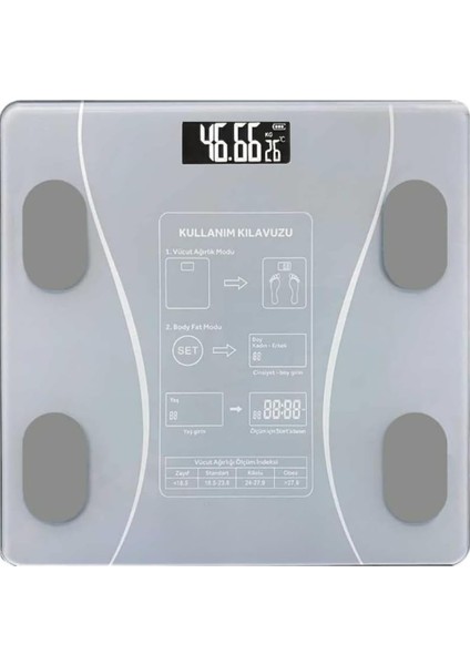 Akıllı Baskül Dijital Bluetooth Vücut Analizi -Dijital Tartı-Yağ Ölçer Tartı Akıllı Android ve Ios Uyumlu fiyatları