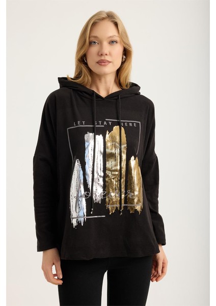 Yaldızlı Pano Desenli Sweat