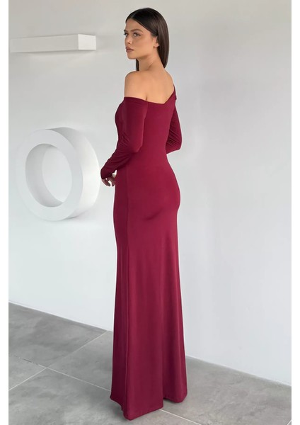 Kadın Omuz Dekolteli Gold Tokalı Drapeli Likralı Elbise P-00018924 fırsatları