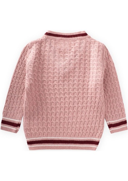 Saç Örgü V Yaka Kazak 2-9 Yaş Pudra Pembe fiyatları