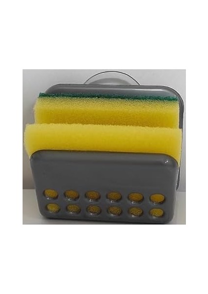 Seahome Pratik Vantuzlu Süngermatik Sünger Askısı Süngerlik Sünger Hediyeli Tutucu Antrasit Renk SEA128A