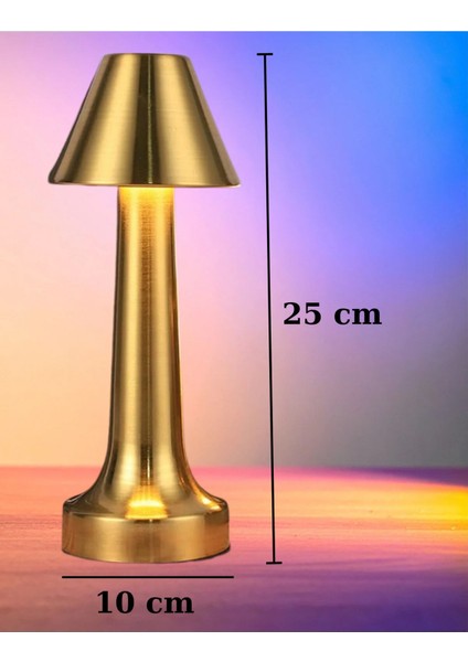 Hubstein Işık Ayarlı Dokunmatik Mantar Masa Lambası Metal 3 Işık Renkli Şarjlı Masa Lambası Gold fiyatları