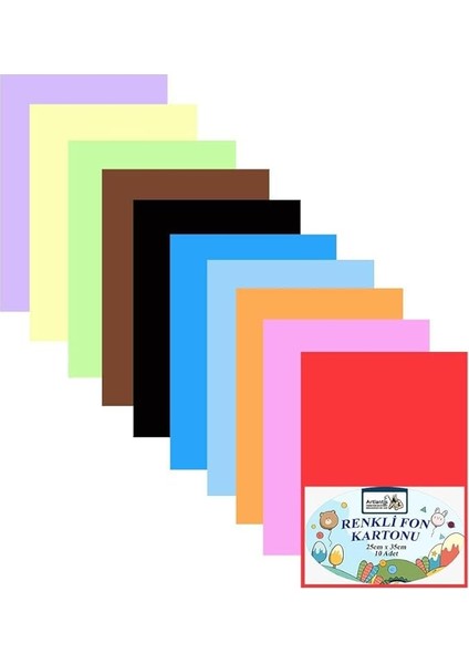 Kartonu 10 Lu 25X35 cm 1 Paket Arlantis 10 Renk Fon Kartonu 25 * 35 1 Paket
