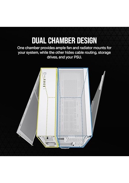 6500X Mid-Tower Atx Çift Bölmeli Pc Kasası - Panoramik Temperli Cam - Ters Bağlantı Anakart Uyumlu - Fan Dahil Değildir - Beyaz modelleri