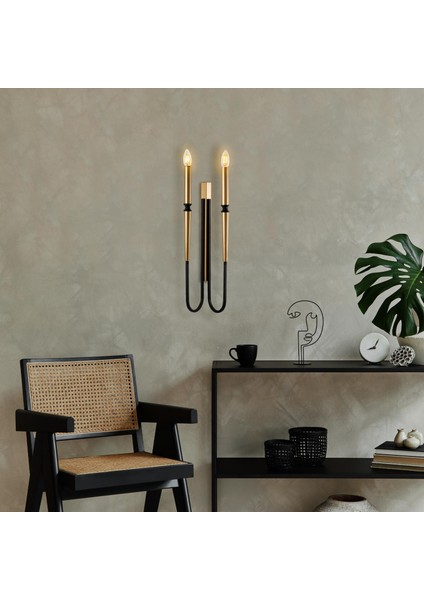 Lumi 2'li Metal Başlık Retro Aplik Siyah, Modern Duvar Lambası LUMI-15151