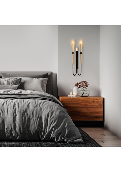 Lumi 2'li Metal Başlık Retro Aplik Siyah, Modern Duvar Lambası LUMI-15151 fırsatları