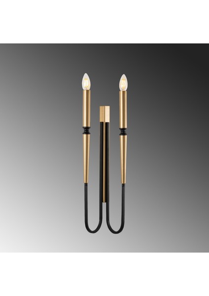 Lumi 2'li Metal Başlık Retro Aplik Siyah, Modern Duvar Lambası LUMI-15151