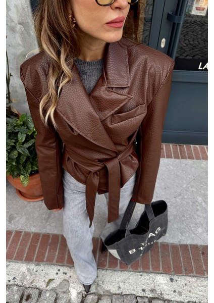 Kahverengi Vatkalı Astarlı Deri Ceket fiyatları