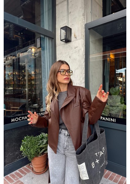 Kahverengi Vatkalı Astarlı Deri Ceket modelleri