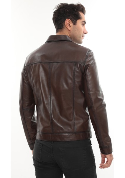 Erkek Hakiki Deri Mont - Ravero, Gömlek Yaka ve Fermuarlı Cepler ile Şık Tasarım fırsatları