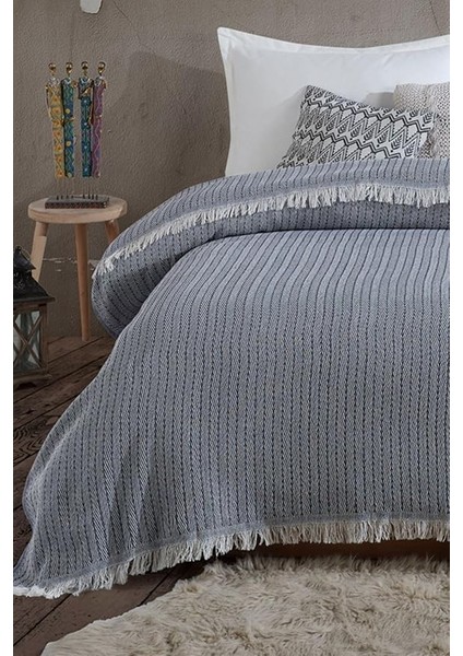 Vera Lacivert Çift Kişilik Pike 200 x 220 cm Yatak Koltuk Örtüsü Pamuklu Tv Battaniyesi Lacivert fiyatları