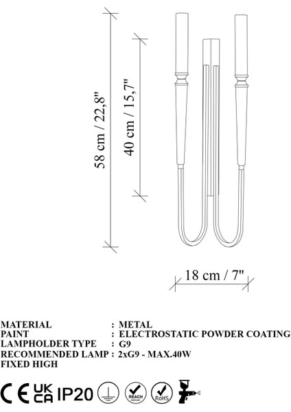 Lumi 2'li Metal Başlık Retro Aplik Siyah, Modern Duvar Lambası LUMI-15151