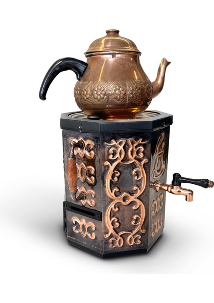 Nostaljik Jelli Bakır Işlemeli Çay Semaveri - 3 Litre (Bakır Demlik Hediyeli) modelleri