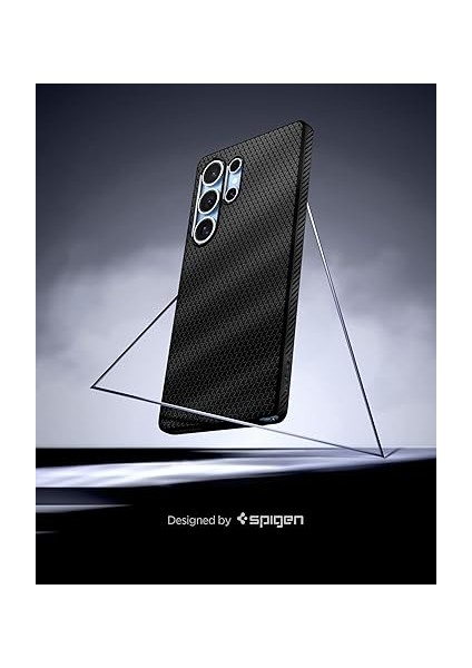Galaxy S25 Ultra ile Uyumlu Ince Kılıf Liquid Air Hava Kanalı Teknolojisi Askeri Sınıf Koruma Matte Black Dokulu Yüzey Kapak - ACS08953 modelleri