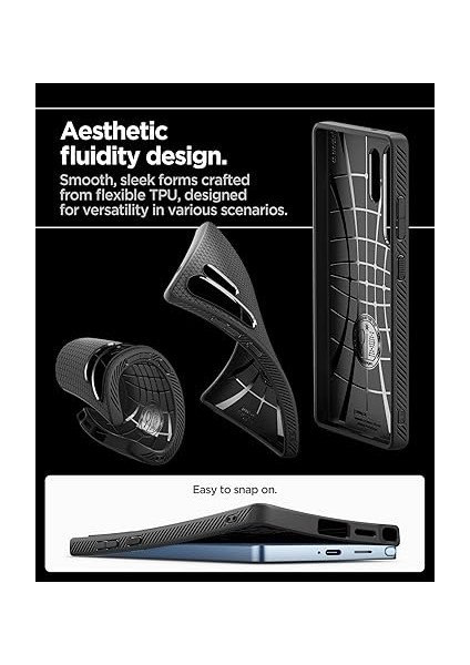 Galaxy S25 Ultra ile Uyumlu Ince Kılıf Liquid Air Hava Kanalı Teknolojisi Askeri Sınıf Koruma Matte Black Dokulu Yüzey Kapak - ACS08953 indirimleri