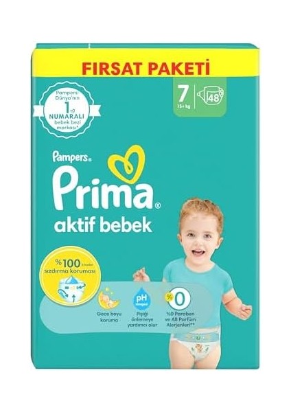 Prima Bebek Bezi Aktif Bebek 7 Beden 48 Adet Xx Large Mega Fırsat Paketi modelleri