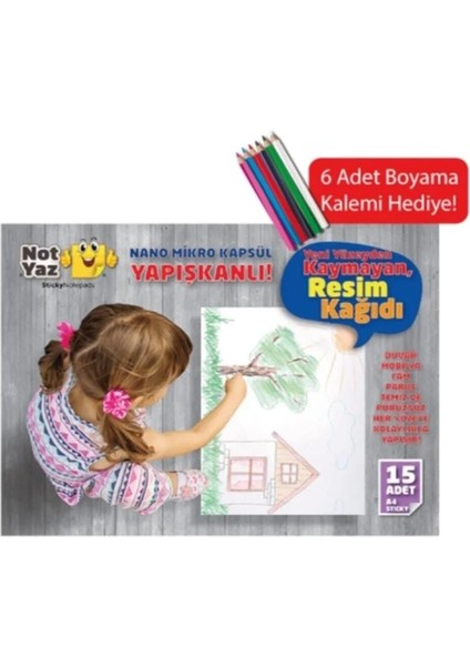 Yapışkanlı Çocuk Boyama Resim Kağıdı A4 15 Sayfa