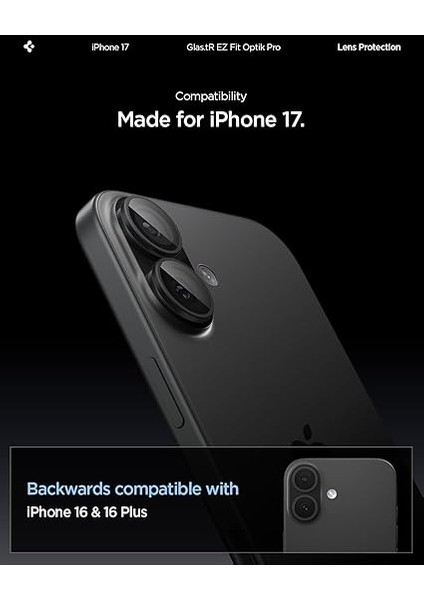 iPhone 17/16 Plus / 16 ile Uyumlu Kamera Lens Camı Koruyucu Kolay Kurulum Glas.tr Ez Fit Optik Pro (2 Adet) Black - AGL07921 fiyatları