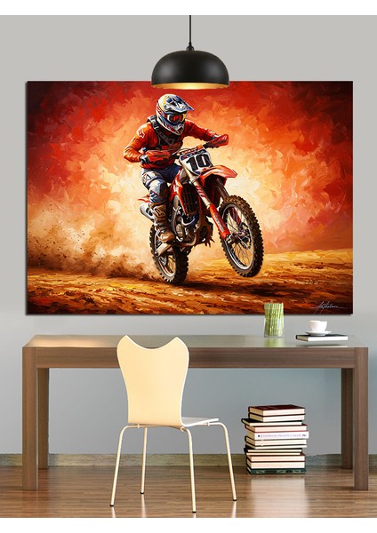 Motosiklet Süren Kasklı Adam Dekoratif Kanvas - Mdf Ahşap Tablo modelleri