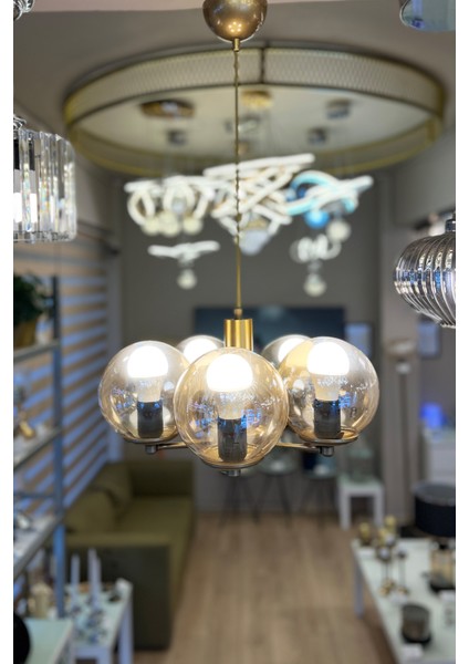 Globe Golden Up PENTA Bal Sarı Cam Avize