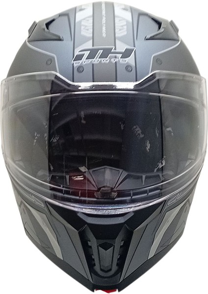 928 Çene Açılır Mat Gri Beyaz Kask