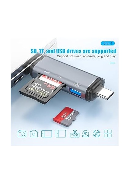 Gn-26 3 In 1 Otg Kart Okuyucu USB - Micro USB - Type-C Android Hub modelleri