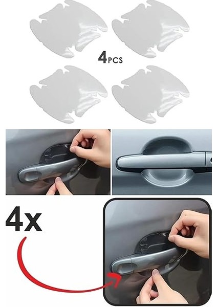 Concept Oto Araba Kapı Kolu Koruyucu Film (4lü Set) Boya Çizilme Önleyici Çizilmelere Karşı Etkili Koruma Tırnak Oje Izi Çizik Önleyici Koruyucu 4'lü Set Çizilme ve Boya Hasarını Önler fırsatları