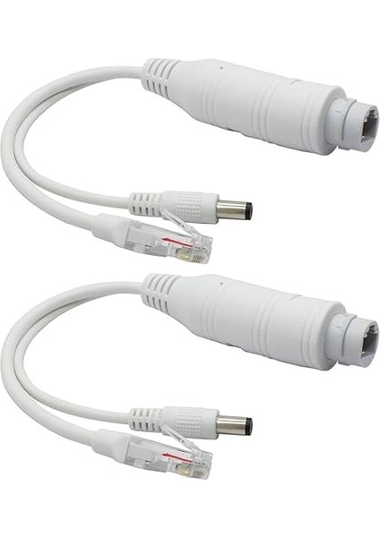 2'li Paket Active 48V Ila 12V Su Geçirmez Poe Dağıtıcı Adaptörü, Ieee 802.3AF Uyumlu, 10/100 Mbps Ip Kamera Ap Voip-Telefonlar ve Daha Fazlası Için, Beyaz