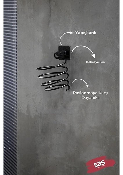 Haus Yapışkanlı Saç Kurutmalık Siyah, Sihirli Yapışkanlı Siyah Saç Kurutma Makine Askısı Y-01 modelleri