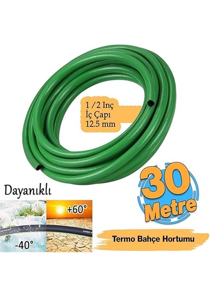 Metre Termo Bahçe Hortumu Dayanıklı 3 Katlı Sağlam Çeşme Su Sulama Yıkama Hortum 12.5 mm 1/2" indirimleri