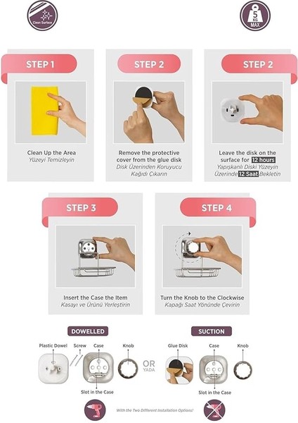 Haus Delmeye Son Yapışkanlı Katı Sabunluk Düzenleyici Krom YK-713 fırsatları