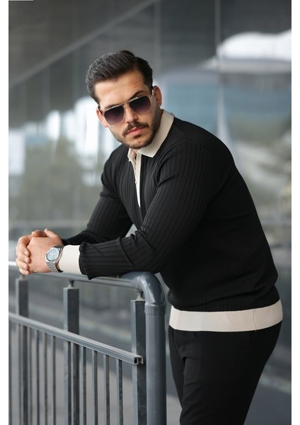 Erkek Kol ve Yaka Detaylı Uzun Kollu Triko Kazak – Şık ve Rahat Günlük Kombin Parçası fiyatları