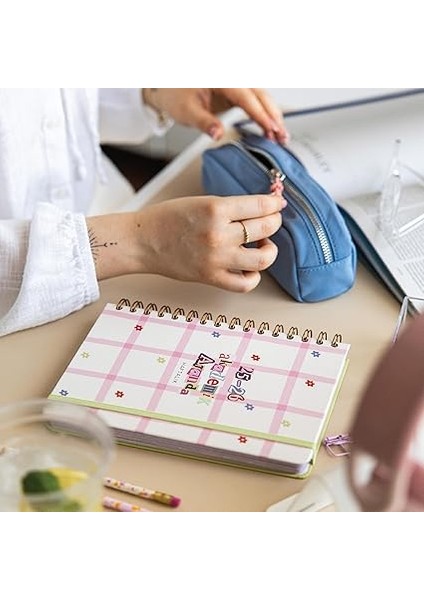 A5 Spiralli Renkli Akademik Ajanda 16 Aylık Motivasyon Sayfalı - Krem fiyatları