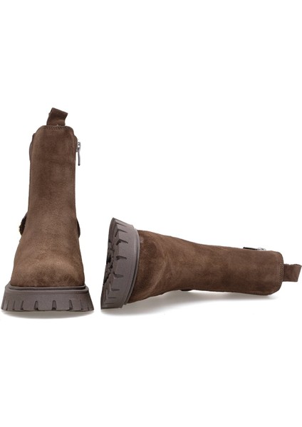 Elit Thalvora Kadın Hakiki Süet Deri Chelsea Bot Kahverengi indirimleri