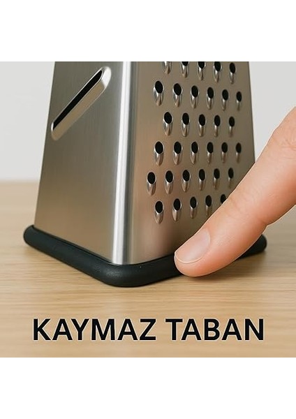 Paslanmaz Çelik 4 Taraflı Rende – 24 cm | Çok Amaçlı Mutfak Rendeleme Aracı | Peynir, Sebze, Meyve ve Patates Için | Kaymaz Tabanlı & Ergonomik Saplı indirimleri