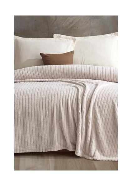 Tekstil Comfy | Çizgili Tek Kişilik Battaniye Krem modelleri