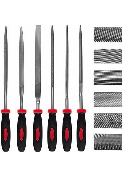 Parça Mini Eğe Seti - 14CM Ince Işçilik Saatçi Eğe ve Törpü Seti (Kırmızı Renk)