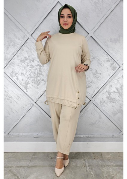 Kadın Düğme Bağcık Detaylı Tesettür Takım fiyatları
