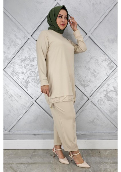 Kadın Düğme Bağcık Detaylı Tesettür Takım modelleri
