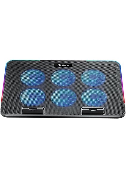 Gaming M60 Laptop Soğutucu, Notebook Stand,10 Rgb Işık Kontrolü, 15.6-17 Inch, Hız Kontrolü, 6 Büyük Fan,telefon Standı, 2 USB modelleri