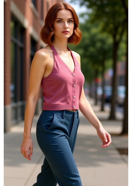 Kadınlar Için Pamuklu Ince Triko Boyundan Bağlamalı Crop Üst Kaliteli Şık Rahat Modern Zarif fırsatları