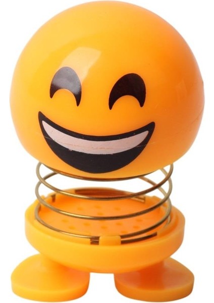 Kahkaha Atan Emoji Smile Zıp Zıp Kafa 8 cm Araba Torpido Süsü Masaüstü Dekoratif Figür Pasta Süsü