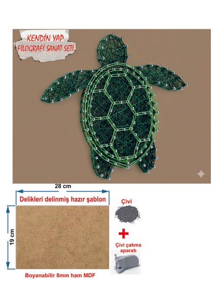 Ip Sanatı Dikkat Geliştirici El Becerisi Çocuk Montessori Eğitimi Filografi Hazır Set Kaplumbaga