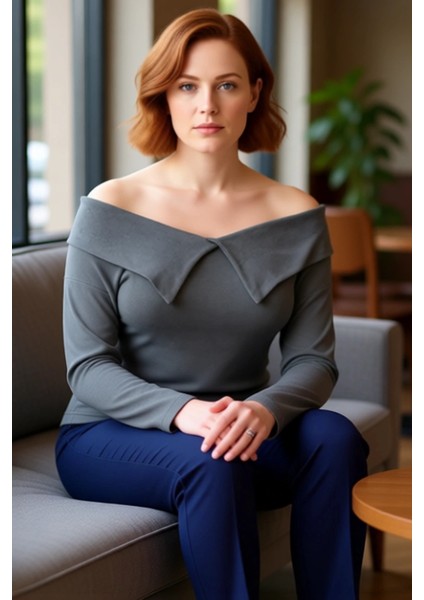 Kadın Carmen Yaka Pamuklu Kaşkorse Bluz Rahat Kesim ve Şık Detaylar Kaliteli Şık Rahat Modern