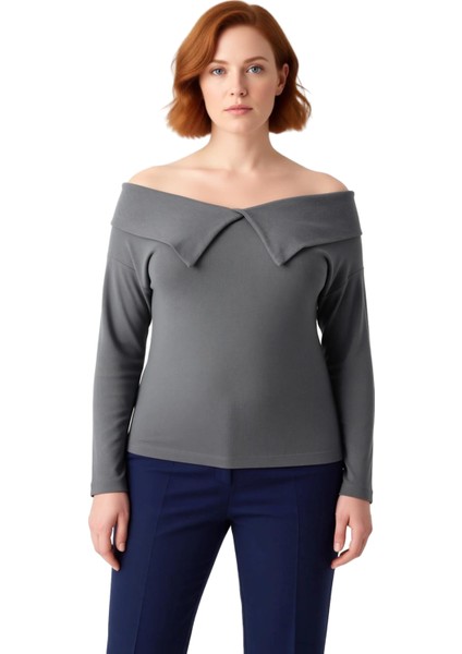 Kadın Carmen Yaka Pamuklu Kaşkorse Bluz Rahat Kesim ve Şık Detaylar Kaliteli Şık Rahat Modern fiyatları