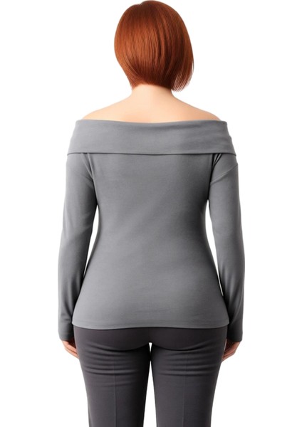 Kadın Carmen Yaka Pamuklu Kaşkorse Bluz Rahat Kesim ve Şık Detaylar Kaliteli Şık Rahat Modern modelleri