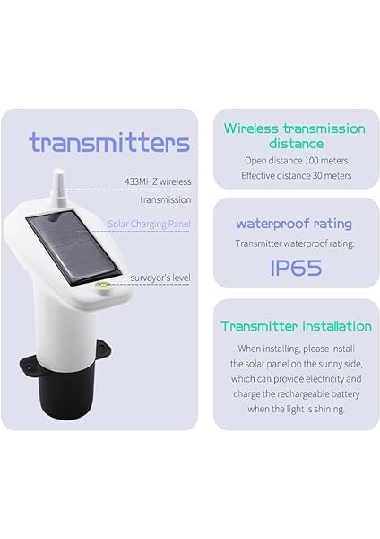 Wirel Ultra Su Seviyesi Tankı Sıvı Seviyesi Yüksek/düşük Alarmı Güneş Enerjili Su Seviyesi Sensörü Su Seviyesi Göstergesi Ölçer IP65 fırsatları