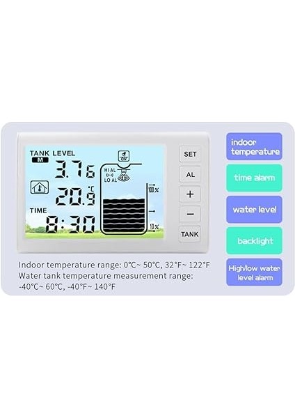 Wirel Ultra Su Seviyesi Tankı Sıvı Seviyesi Yüksek/düşük Alarmı Güneş Enerjili Su Seviyesi Sensörü Su Seviyesi Göstergesi Ölçer IP65 indirimleri