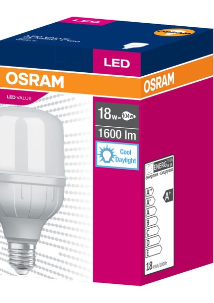 LED Jumbo 18W 6500K 1600LM E27 Duy Beyaz Işık Ampul