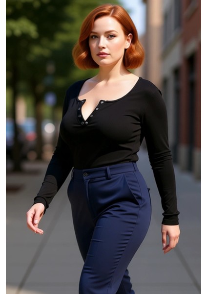 Moda Büyük Beden Havuz Yaka Örme Regular Düz Desen Casual Günlük Crop Uzun Kol Bluz fırsatları